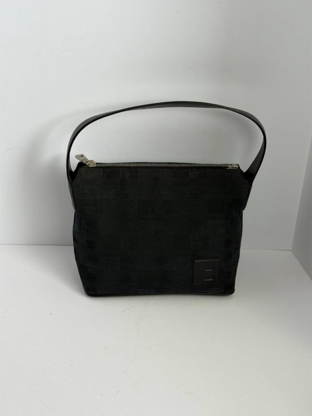 Bally Early 2000s Black Canvas Leather Trim Handbag